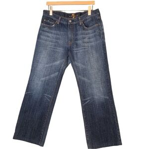 7 for all mankind Straight Wide Leg Dark Wash Medium Rise Heavy Jeans A Pocket 4